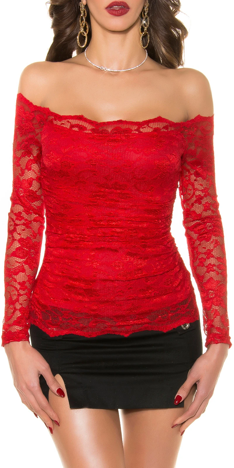 Rassiges Spitzen-Shirt im Carmen-Style Rassiges Spitzen-Shirt im Carmen-Style