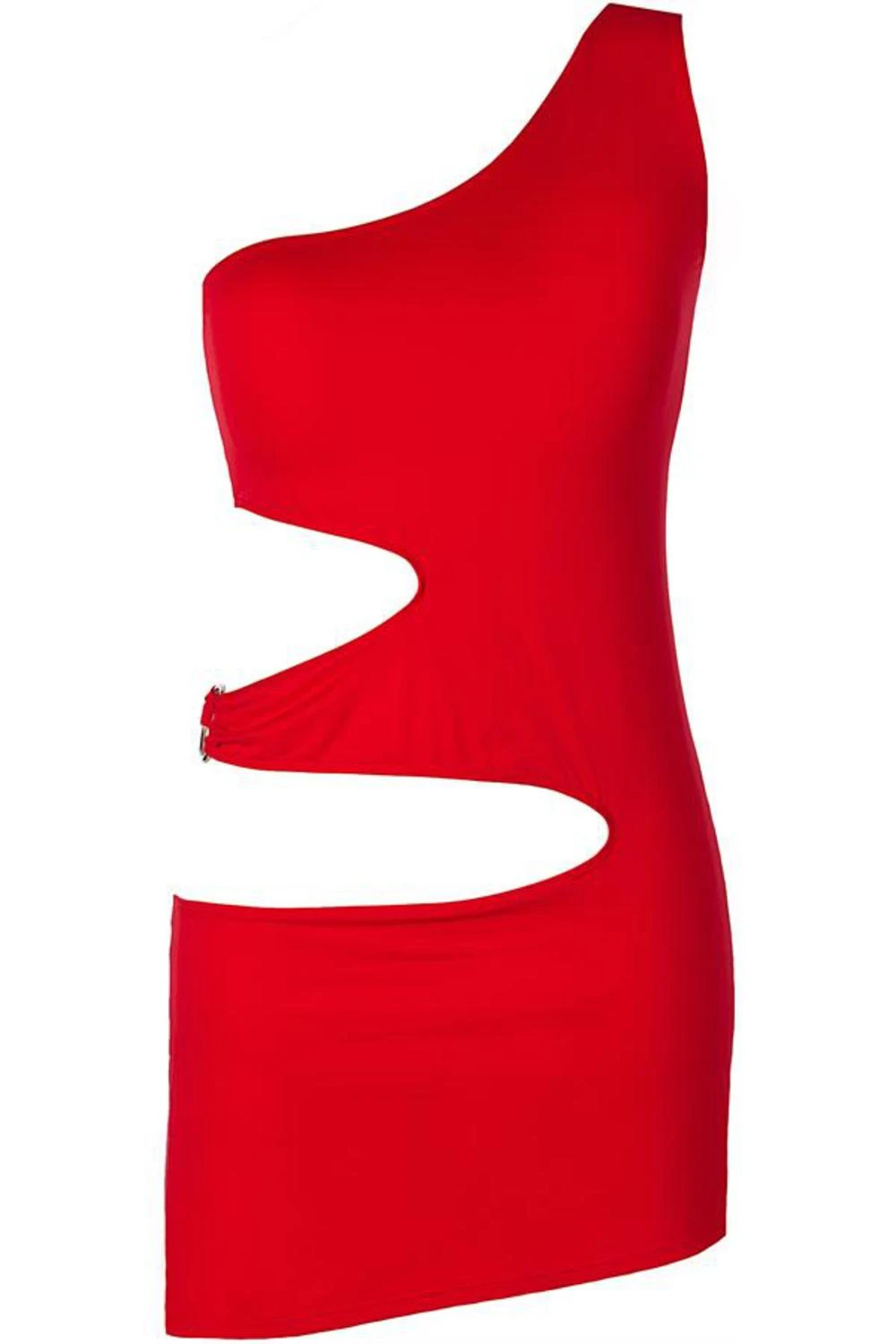 Axami Minilkeid aus Mikrofaser mit seitlichen Cutouts One Shoulder in rot