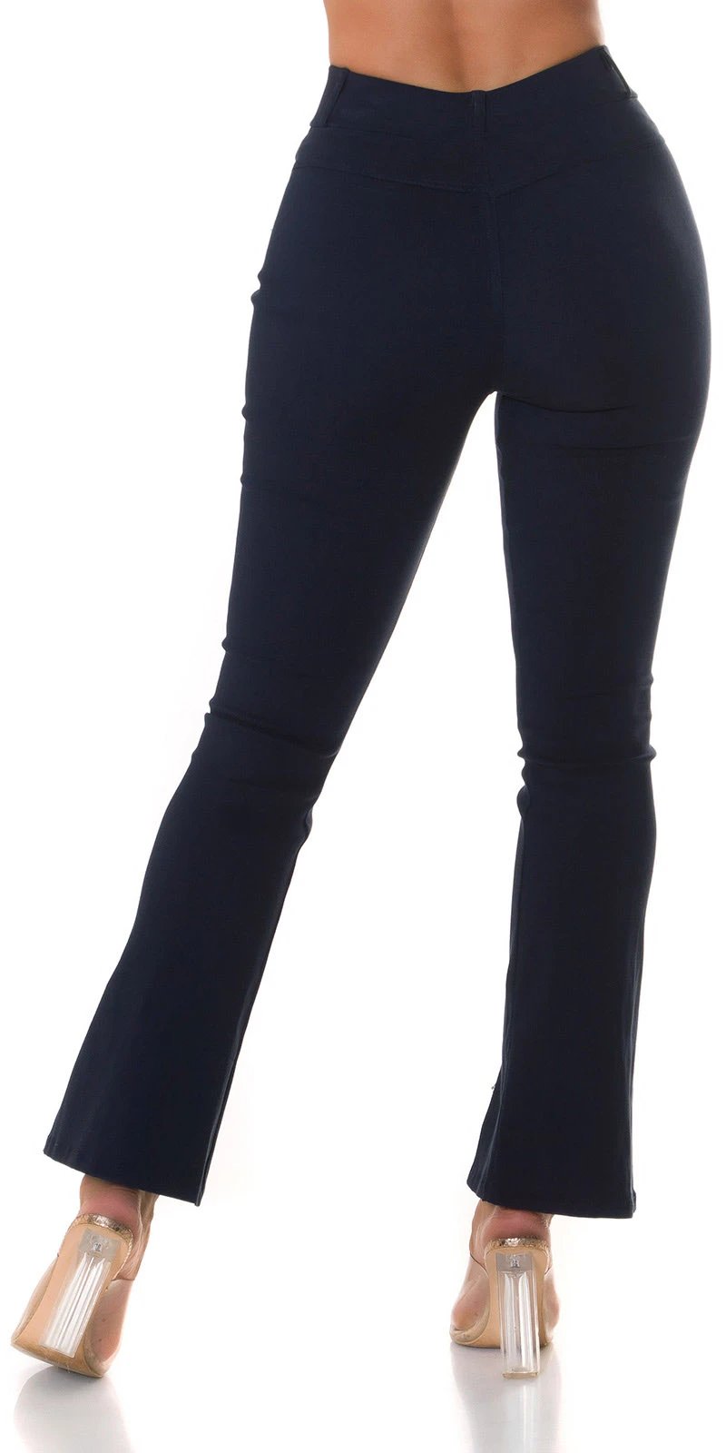 Business High Waist Schlag Treggings mit Deko Naht und Schlitz Business High Waist Schlag Treggings mit Deko Naht und Schlitz