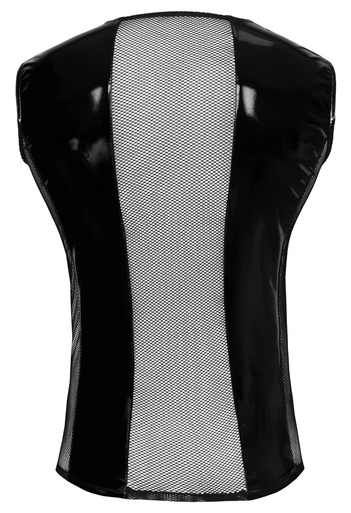Extravagantes ärmelloses Shirt von Black Level aus bi-elastischem Lack mit Netz-Einsätzen vorne, seitlich und hinten. Mit 5 stylischen Schnallenriemen in der Front. Extravagantes ärmelloses Shirt von Black Level aus bi-elastischem Lack mit Netz-Einsätzen vorne, seitlich und hinten. Mit 5 stylischen Schnallenriemen in der Front.