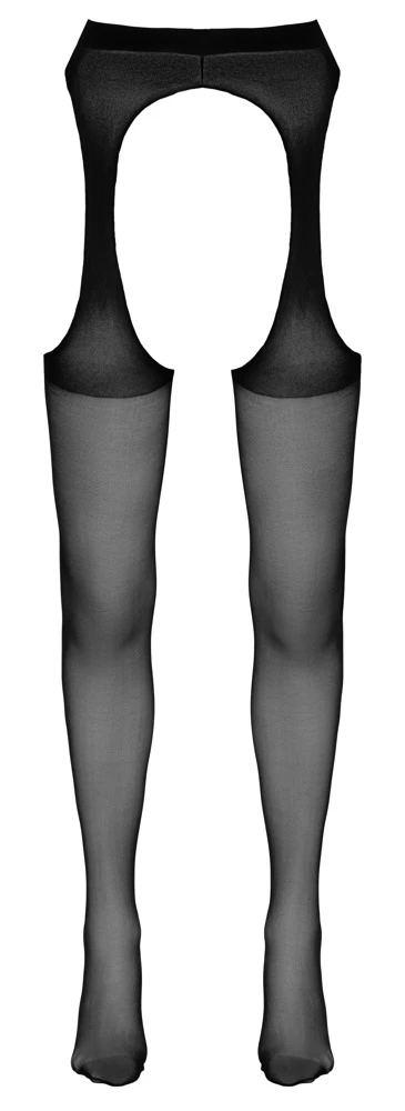 Cottelli Schwarze Strumpfhose in verführerischer Straps-Optik und ouvert