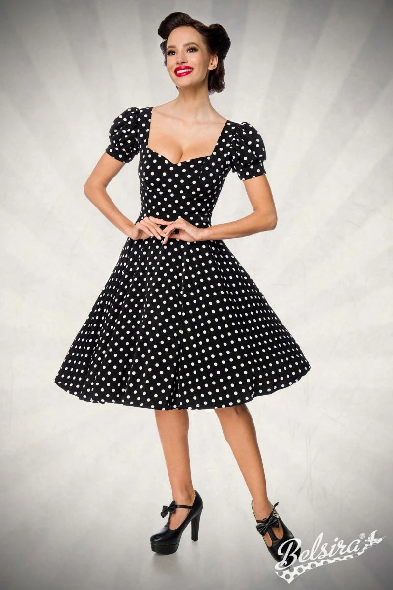 Retro Kleid mit Puffärmeln und Herzausschnitt von Belsira Retro Kleid mit Puffärmeln und Herzausschnitt von Belsira