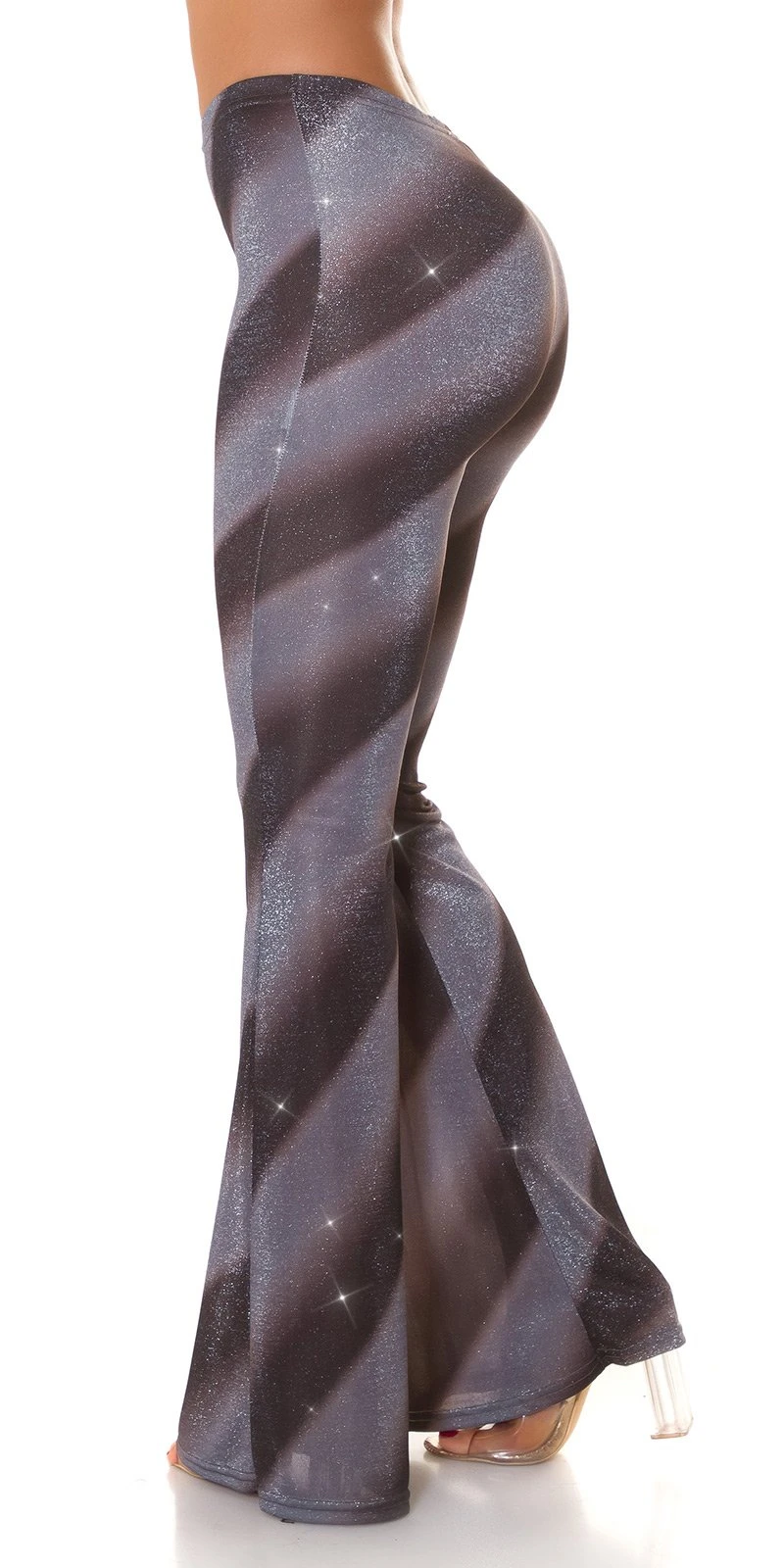 Glitter Streifen High Waist Hose mit Schlag Glitter Streifen High Waist Hose mit Schlag