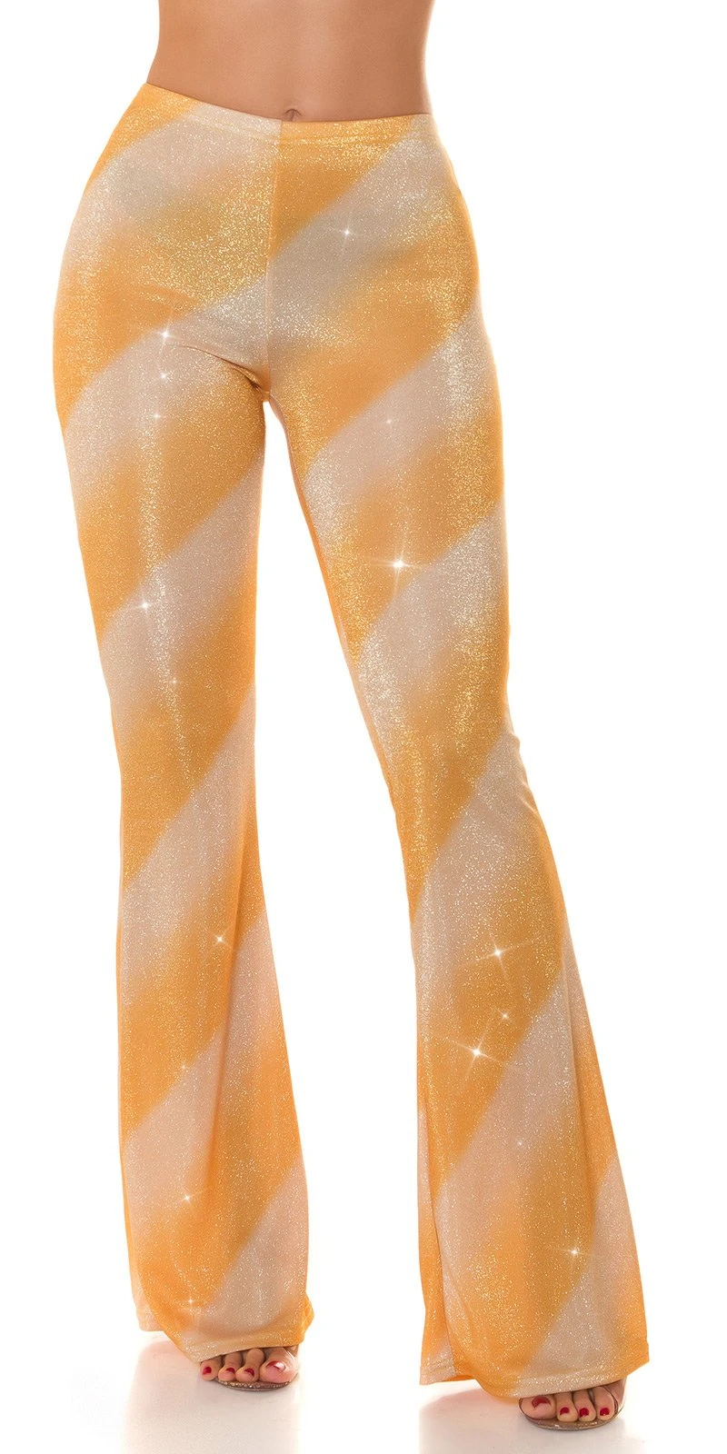 Glitter Streifen High Waist Hose mit Schlag Glitter Streifen High Waist Hose mit Schlag