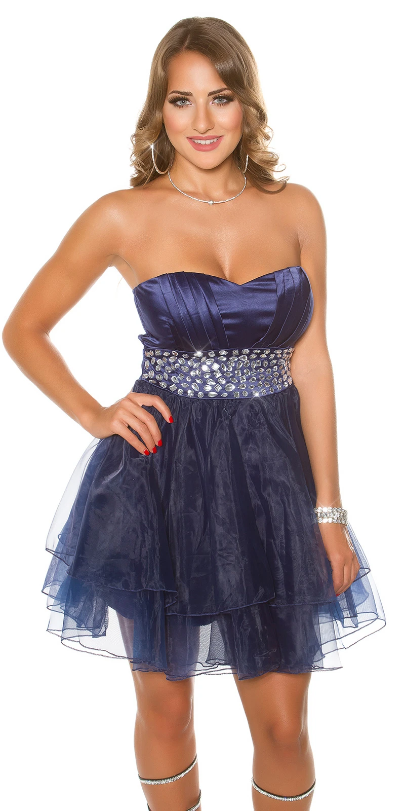 Sexy KouCla Party Cocktailkleid mit Strass Taillengürtel