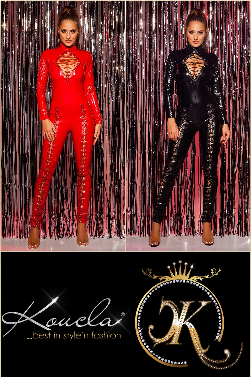 Glossy Latex Wetlook Maxi Overall mit heißen Einblicke Glossy Latex Wetlook Maxi Overall mit heißen Einblicke