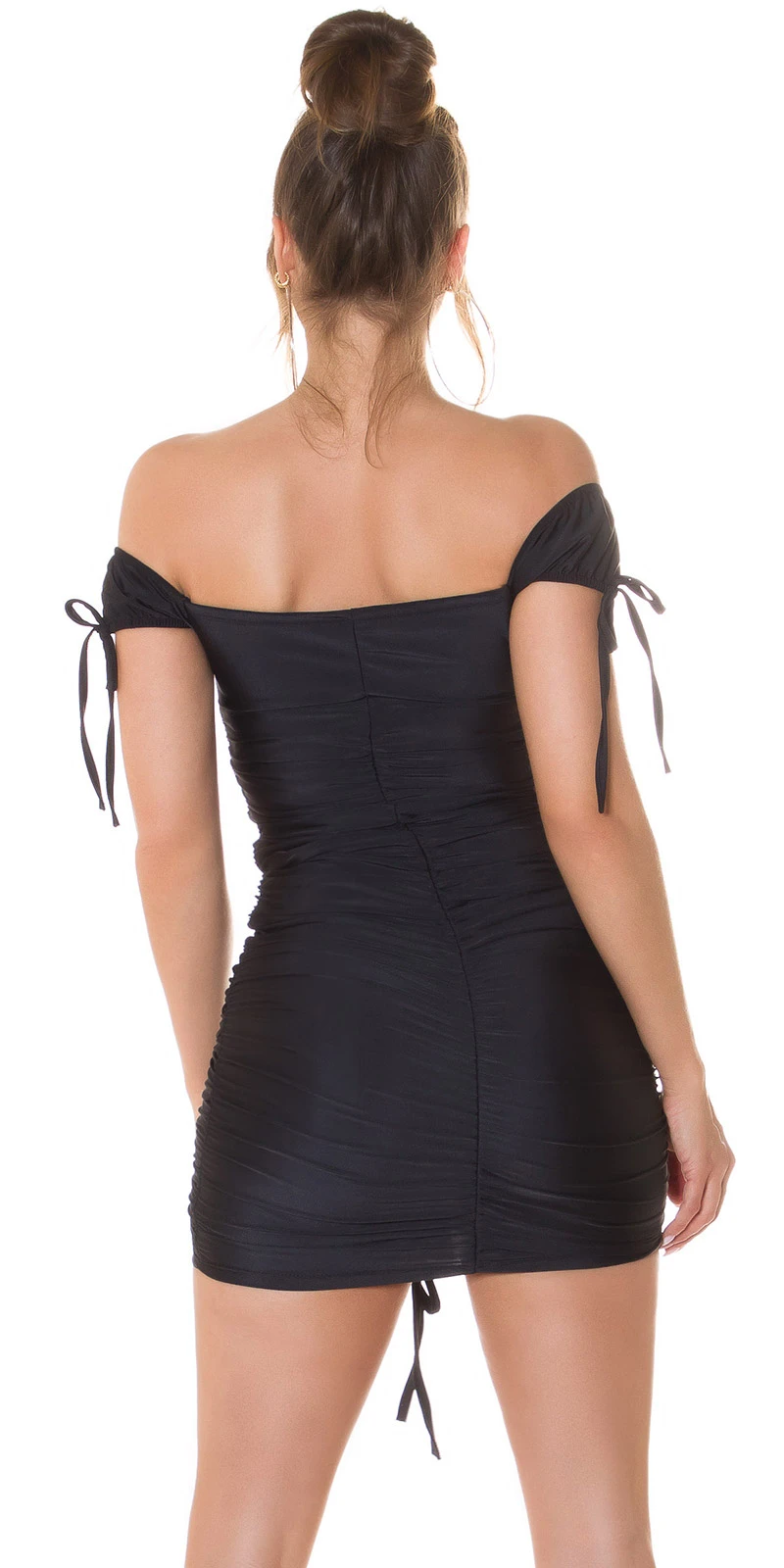 Hot Off Shoulder Kurzarm Minikleid mit Raffung Hot Off Shoulder Kurzarm Minikleid mit Raffung