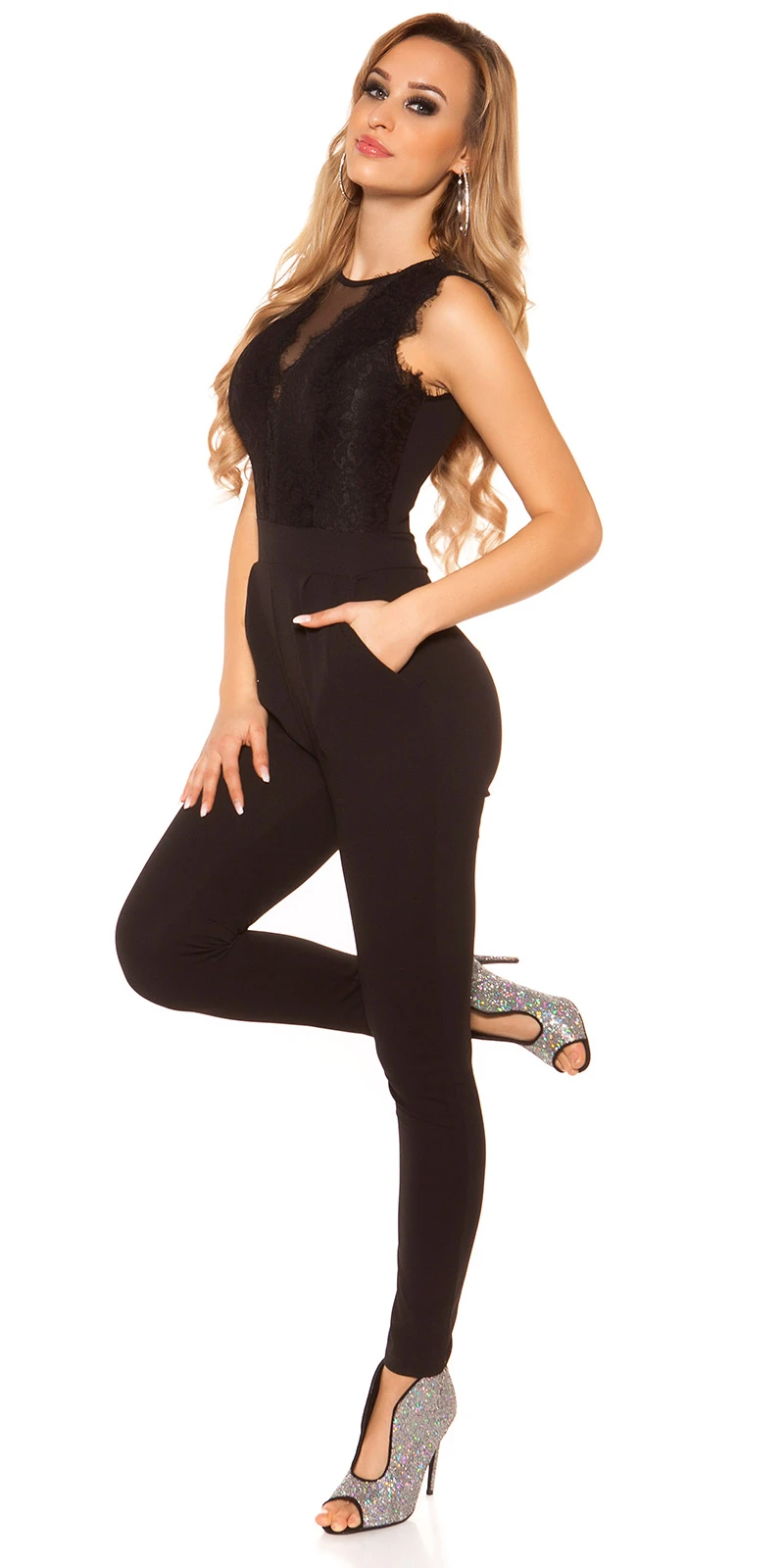Business Look Maxi Jumpsuit Ärmellos mit Deko Spitze Business Look Maxi Jumpsuit Ärmellos mit Deko Spitze