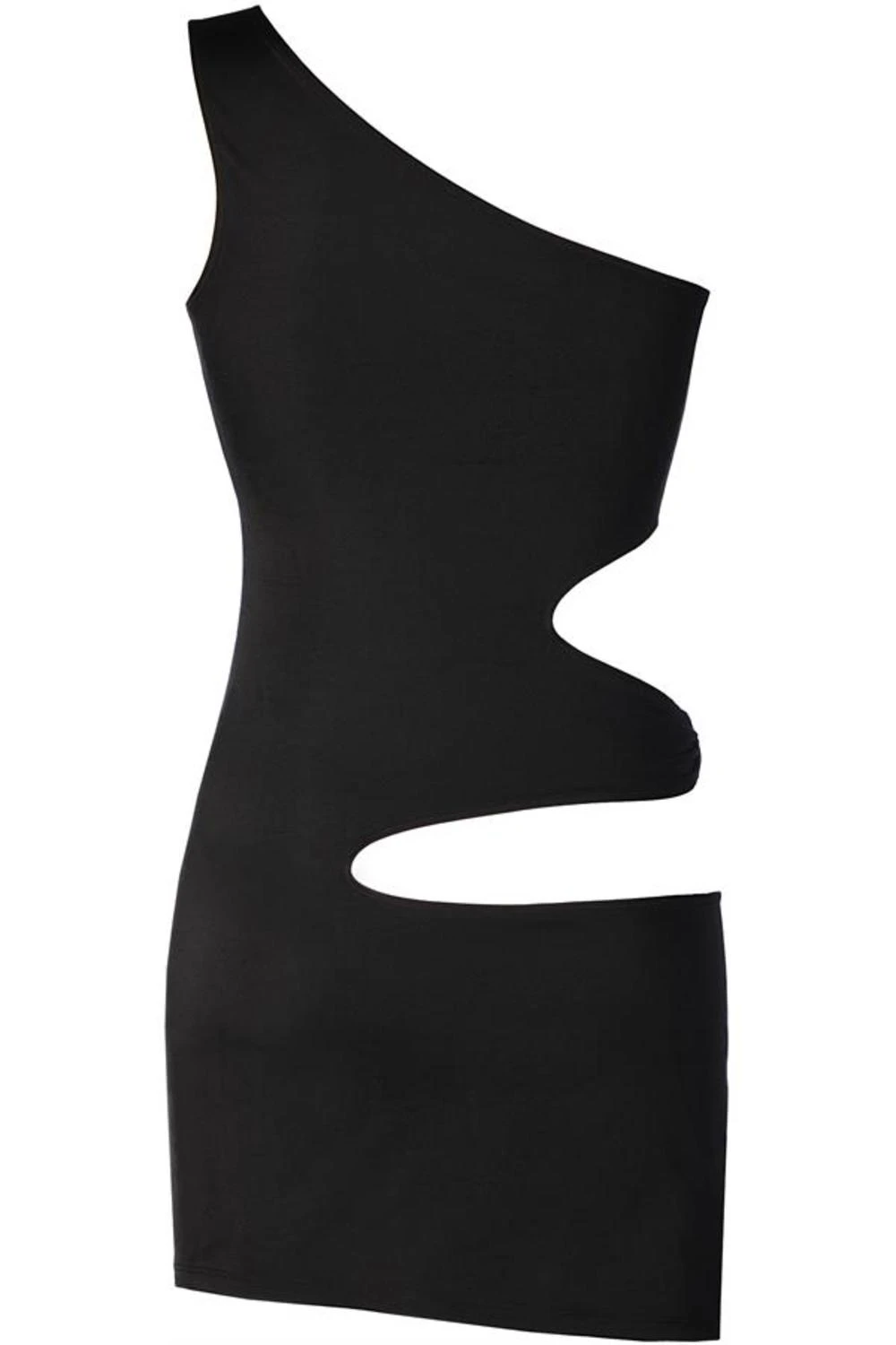 Axami Minilkeid aus Mikrofaser mit seitlichen Cutouts One Shoulder in schwarz