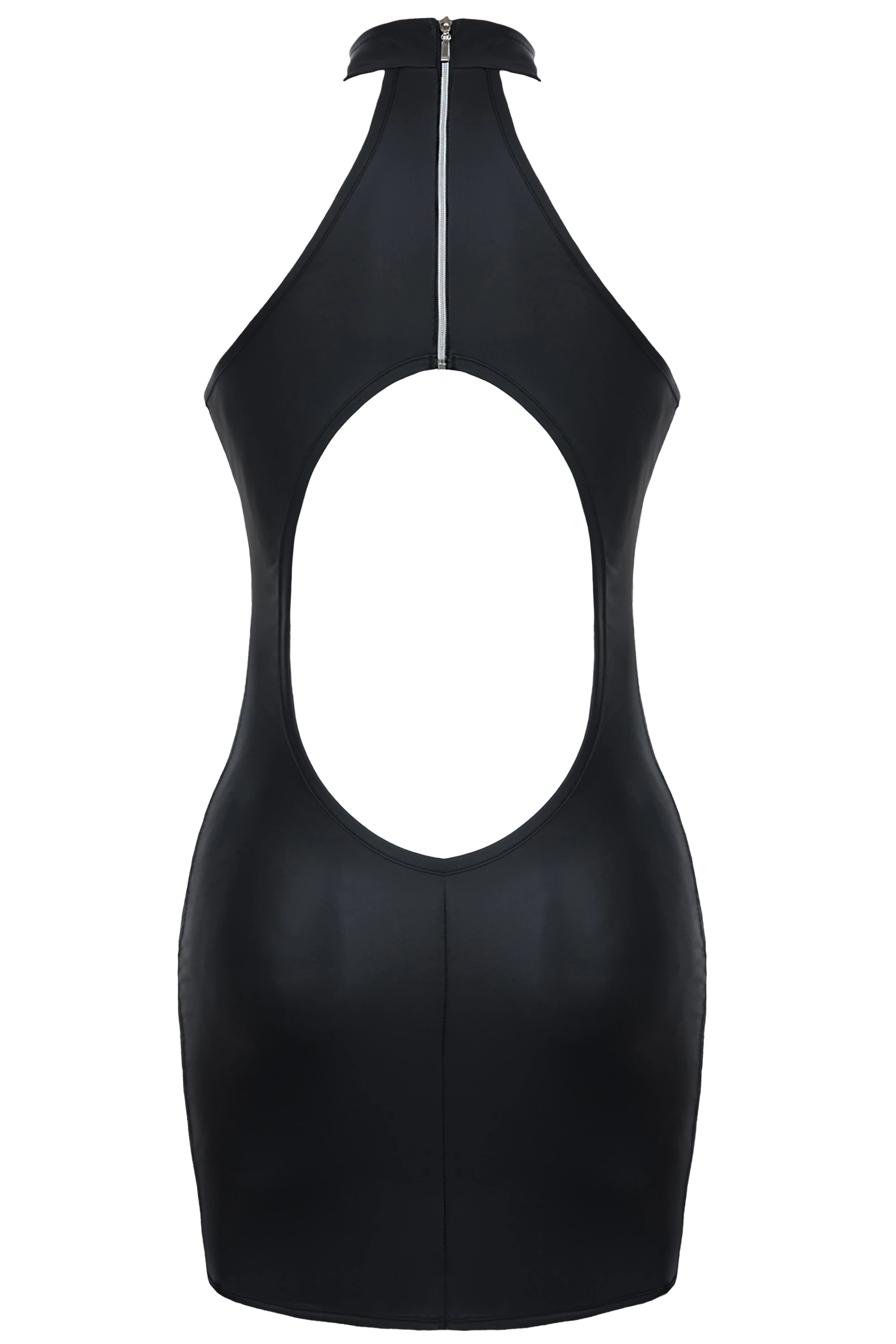 Schwarzes Wetlook Minikleid mit Netzeinsatz Dark Desire Collection Schwarzes Wetlook Minikleid mit Netzeinsatz Dark Desire Collection