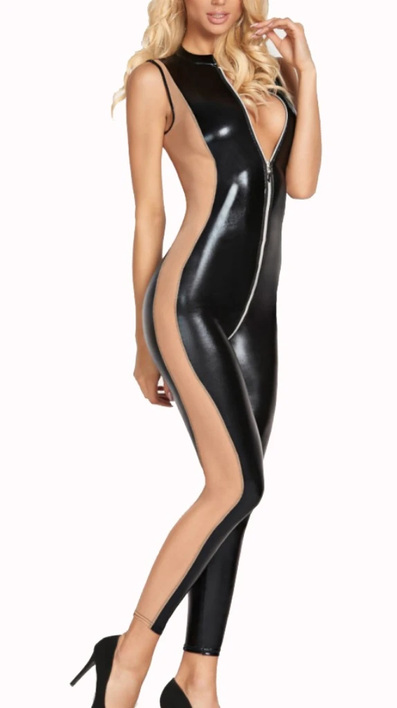 Wetlook Catsuit mit Netz