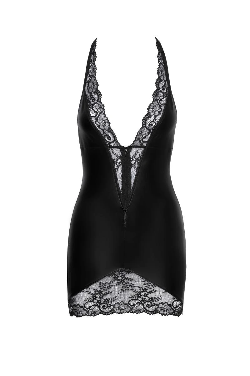 Powerwetlook Minikleid F283 mit floraler Spitze von Noir Handmade