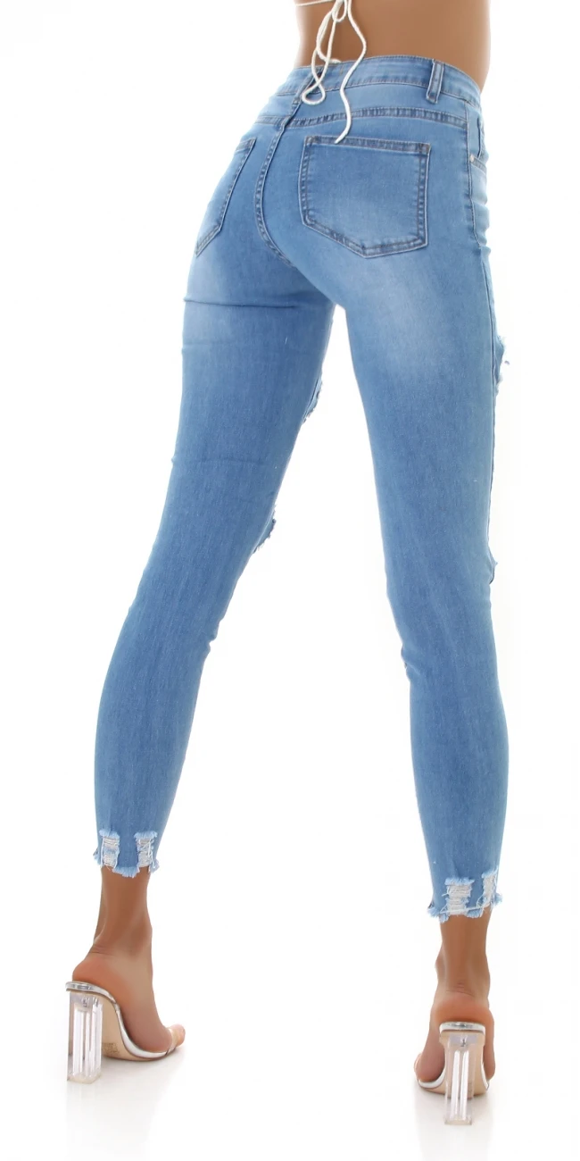 High Waist Destroyed Skinny Jeans mit Deko Spitze High Waist Destroyed Skinny Jeans mit Deko Spitze