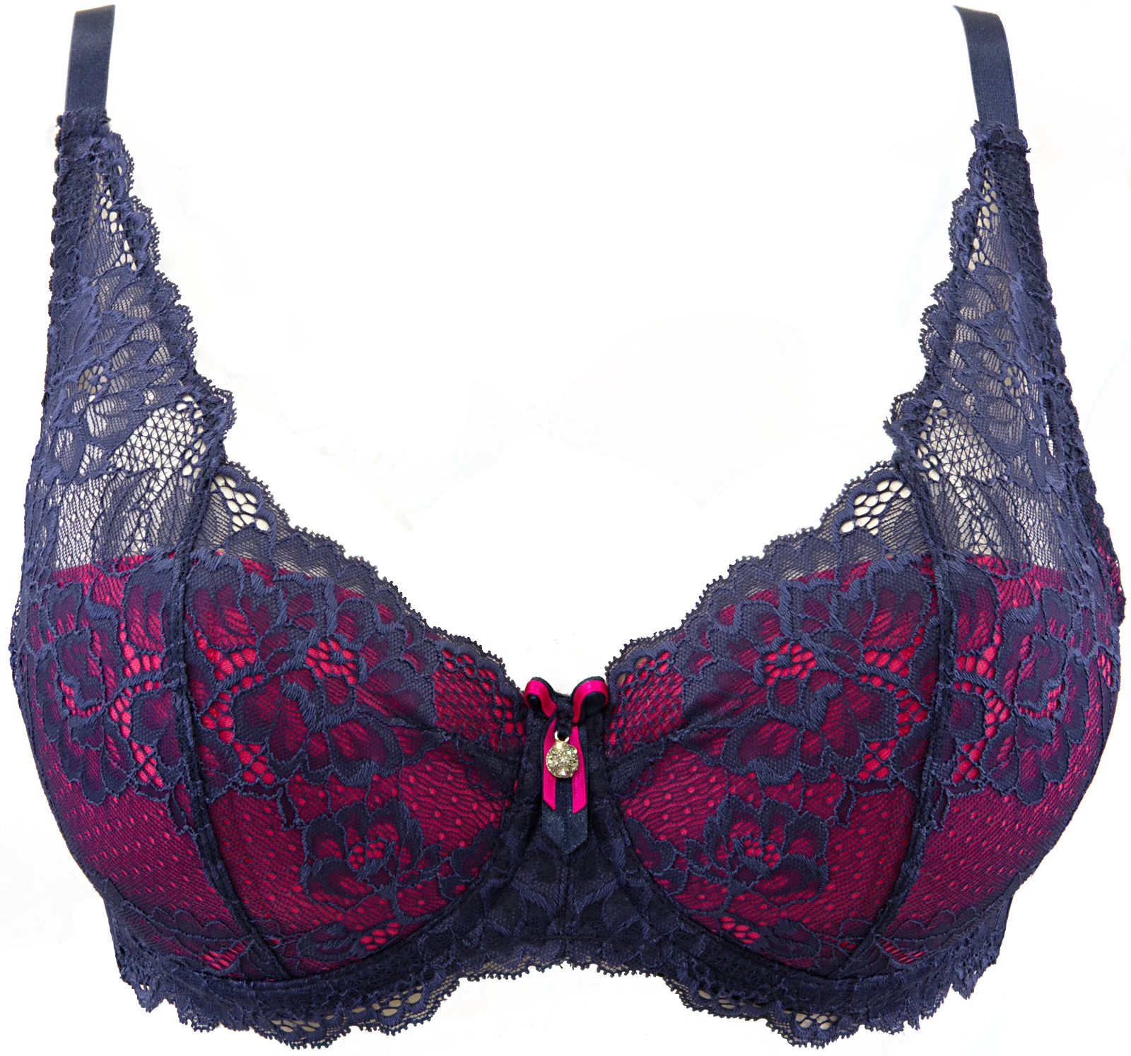 Axami charmanter Push Up BH mit pinker Schale und blauer Spitze