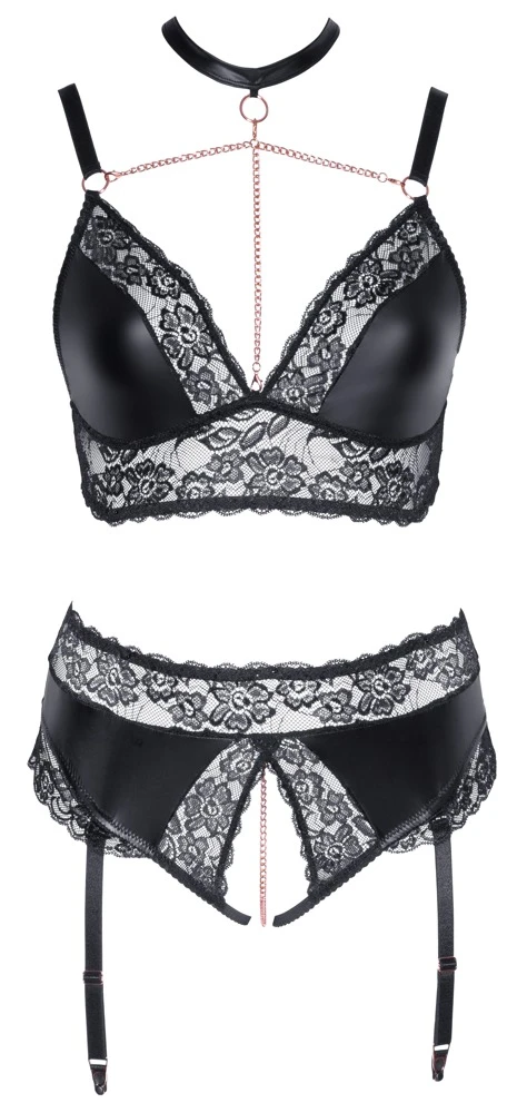 Cottelli Sinnliche Versuchung: Ein Mix aus Mattlook und Spitze. Soft BH und Straps Slip ouvert Cottelli Sinnliche Versuchung: Ein Mix aus Mattlook und Spitze. Soft BH und Straps Slip ouvert