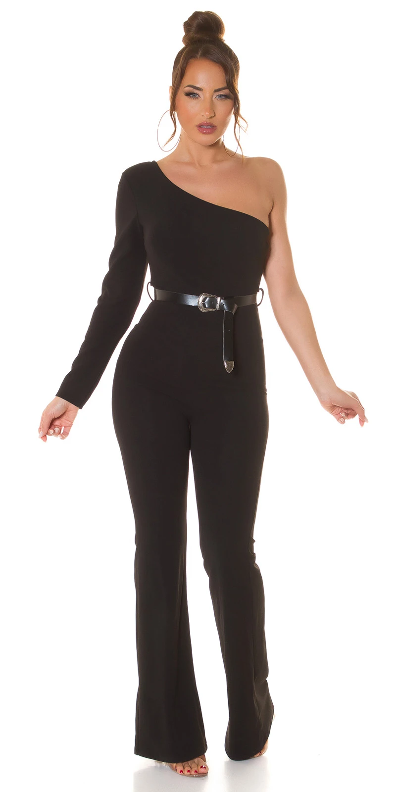 One Shoulder Business Long Jumpsuit mit Gürtel One Shoulder Business Long Jumpsuit mit Gürtel