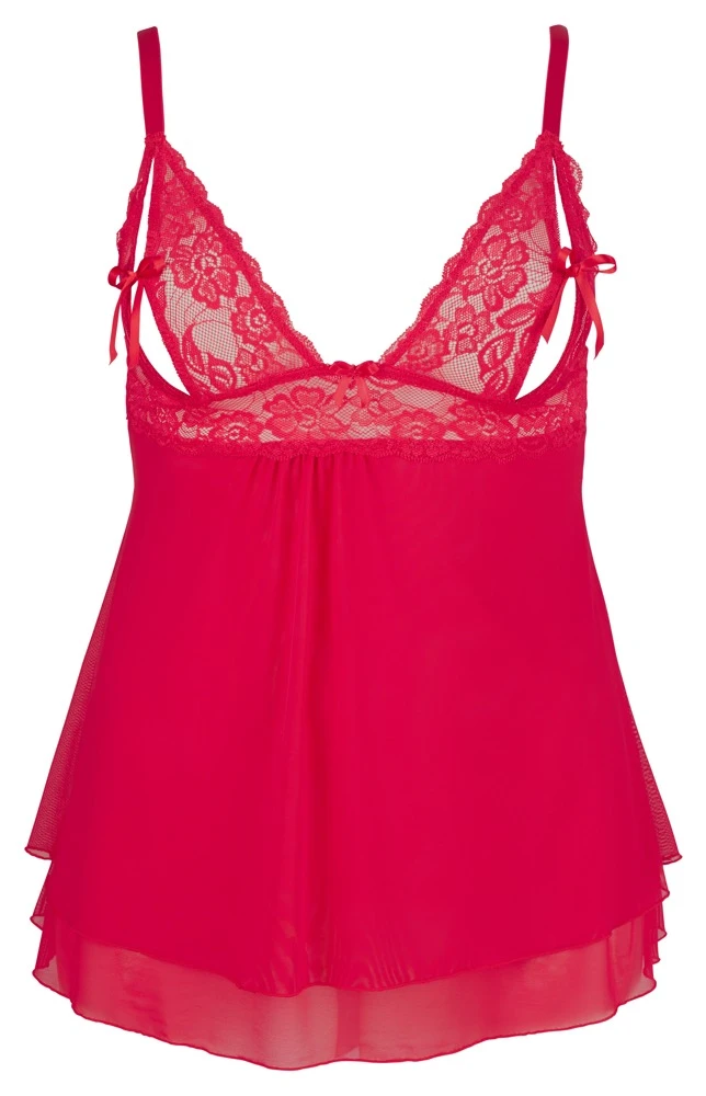 Cottelli Spitzenkleid mit geschlitzten Cups und doppellagigem Rockteil in Rot