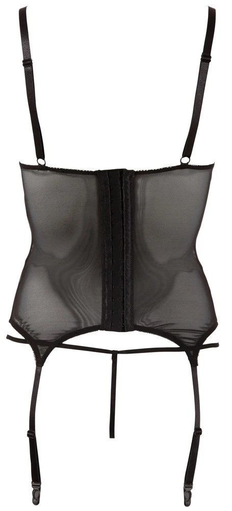 Cottelli LINGERIE Strapshemd Erotischer Bondage-Touch aus Powernet Wetlook-Streifen