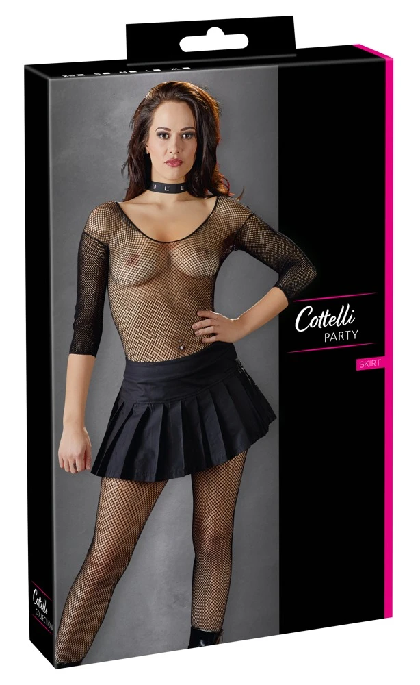 Cottelli PARTY Falten-Minirock in Schwarz – kurzer Schnitt, seitlicher Zipper & perfekt für heiße Nächte zu zweit