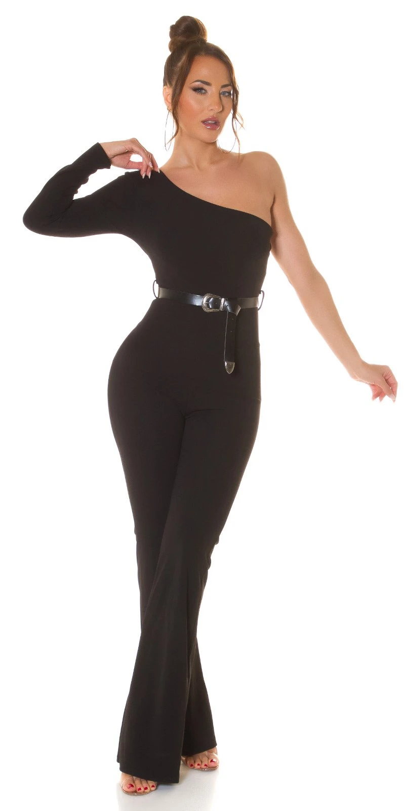 One Shoulder Business Long Jumpsuit mit Gürtel One Shoulder Business Long Jumpsuit mit Gürtel