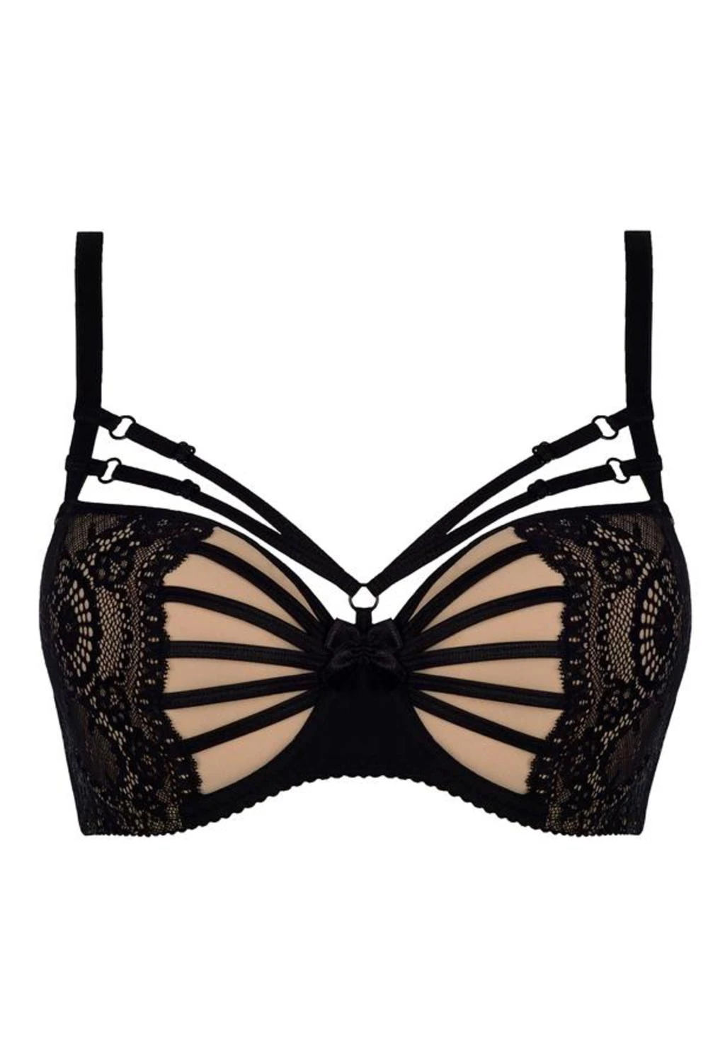 Axami Dessous weicher Hebe-Bügel Soft BH tiefen Ausschnitt Tüll in schwarz/beige Axami Dessous weicher Hebe-Bügel Soft BH tiefen Ausschnitt Tüll in schwarz/beige