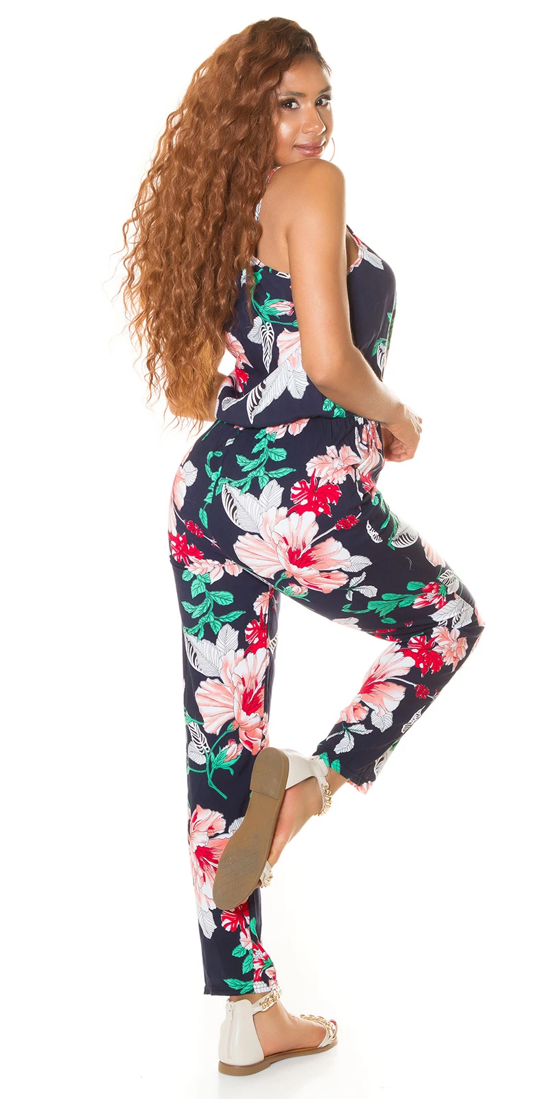Flower Printed Sommer Maxi Cotton Träger Jumpsuit Flower Printed Sommer Maxi Cotton Träger Jumpsuit