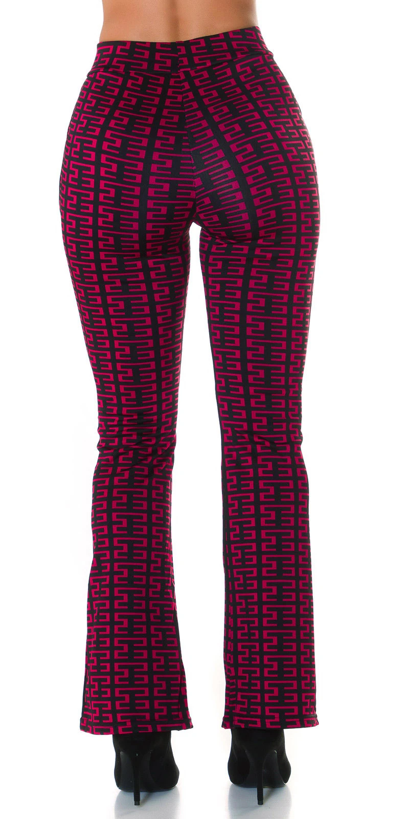 Printed High Waist Stretch Hose mit Schlag Printed High Waist Stretch Hose mit Schlag