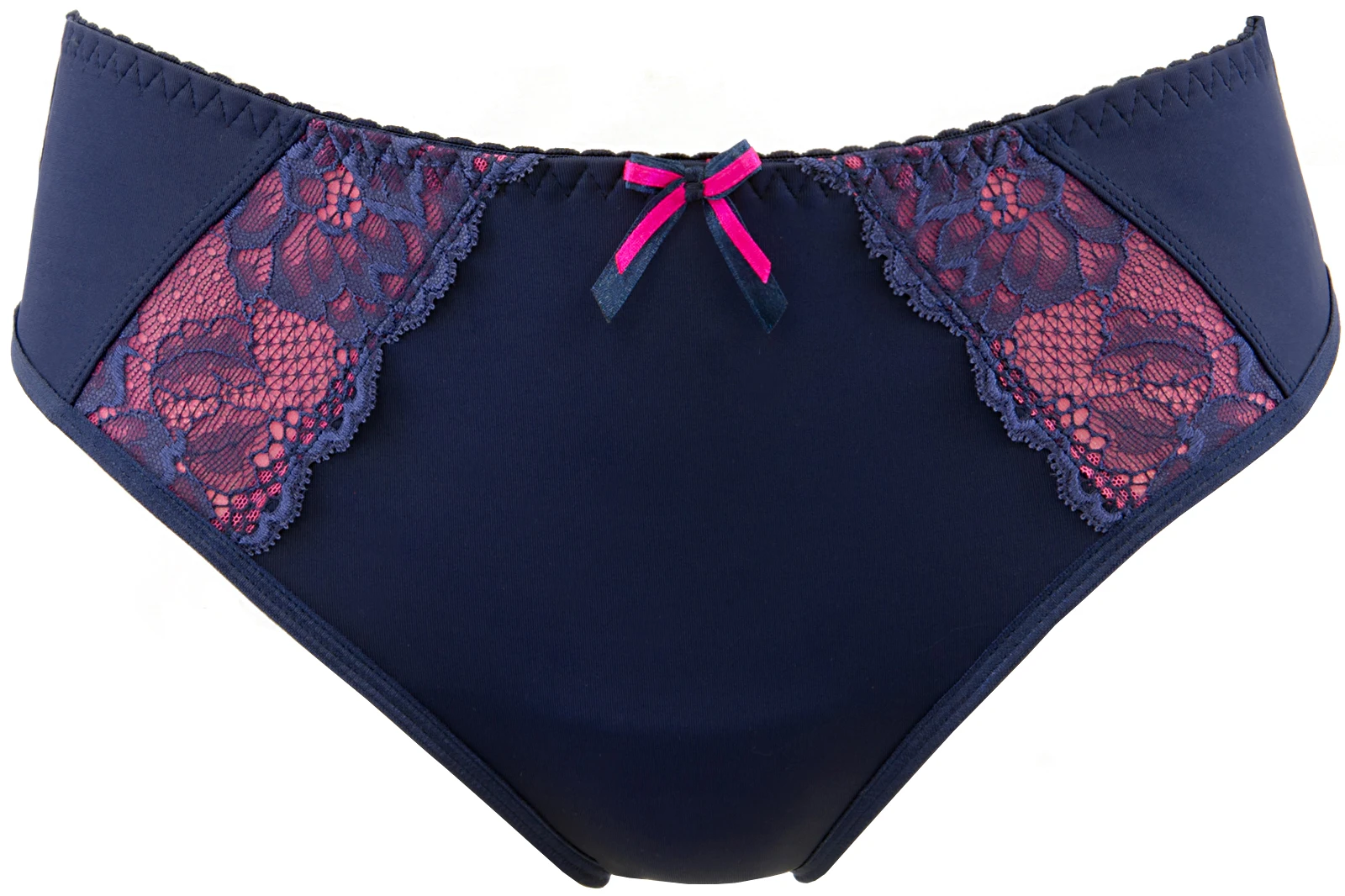 Axami charmanter Slip mit blauer Spitze verziert und pinker Schleife