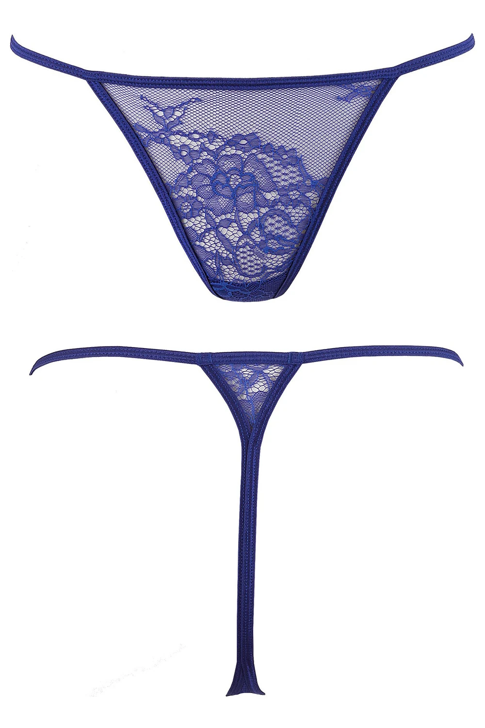 Axami transparentes Babydoll aus blauer Blütenspitze mit String Axami transparentes Babydoll aus blauer Blütenspitze mit String