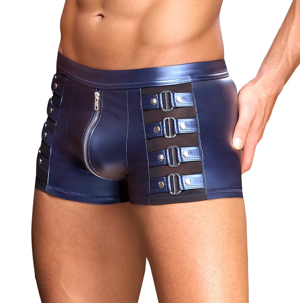 Eng anliegende Pants von NEK im blauen Metallic-Mattlook mit Nieten, Powernet-Einsätzen und hohem Tragekomfort Eng anliegende Pants von NEK im blauen Metallic-Mattlook mit Nieten, Powernet-Einsätzen und hohem Tragekomfort