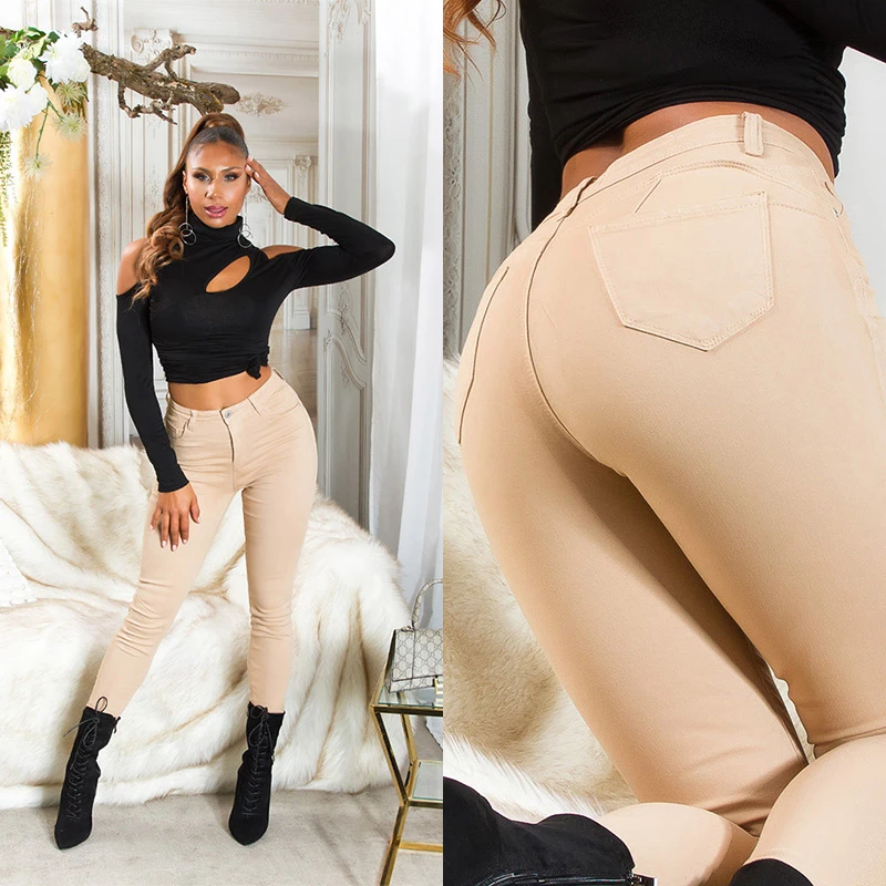 Uni High Waist Stretch Hose Skinny Fit Damen Push up Jeans Casual Uni High Waist Stretch Hose Skinny Fit Damen Push up Jeans Casual