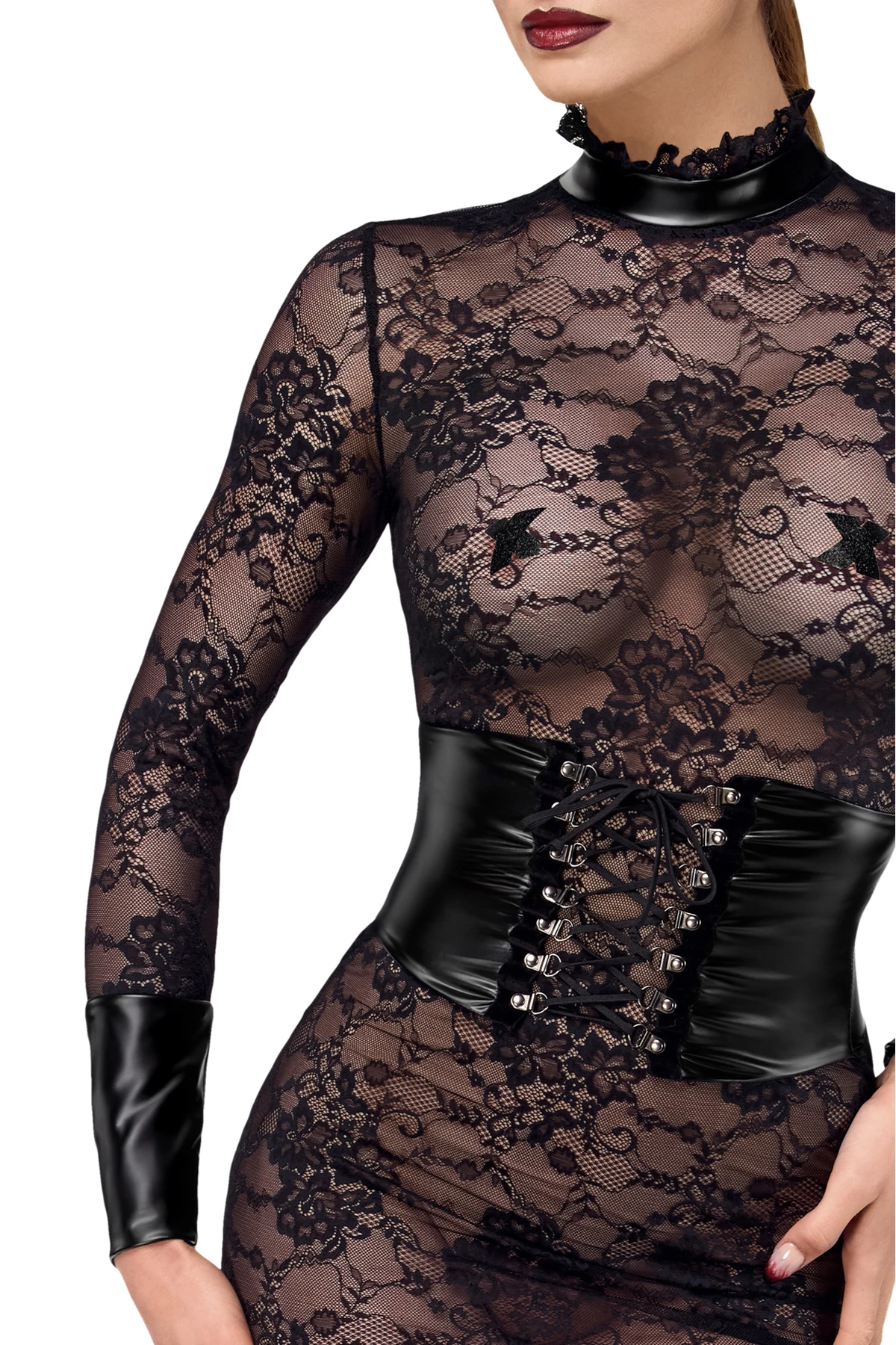 F375 halblanges Kleid Noirelle aus Spitze