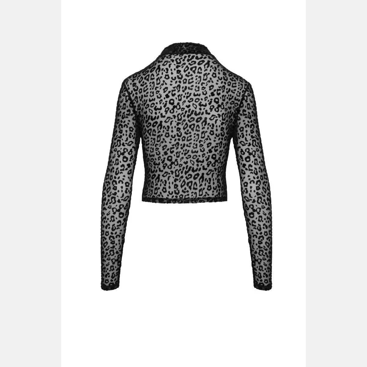 Leopardenflock Top F289 mit langen Ärmeln von Noir Handmade