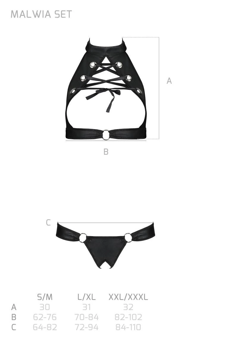 Kunstleder Dessous Set mit BH und String ouvert von Passion