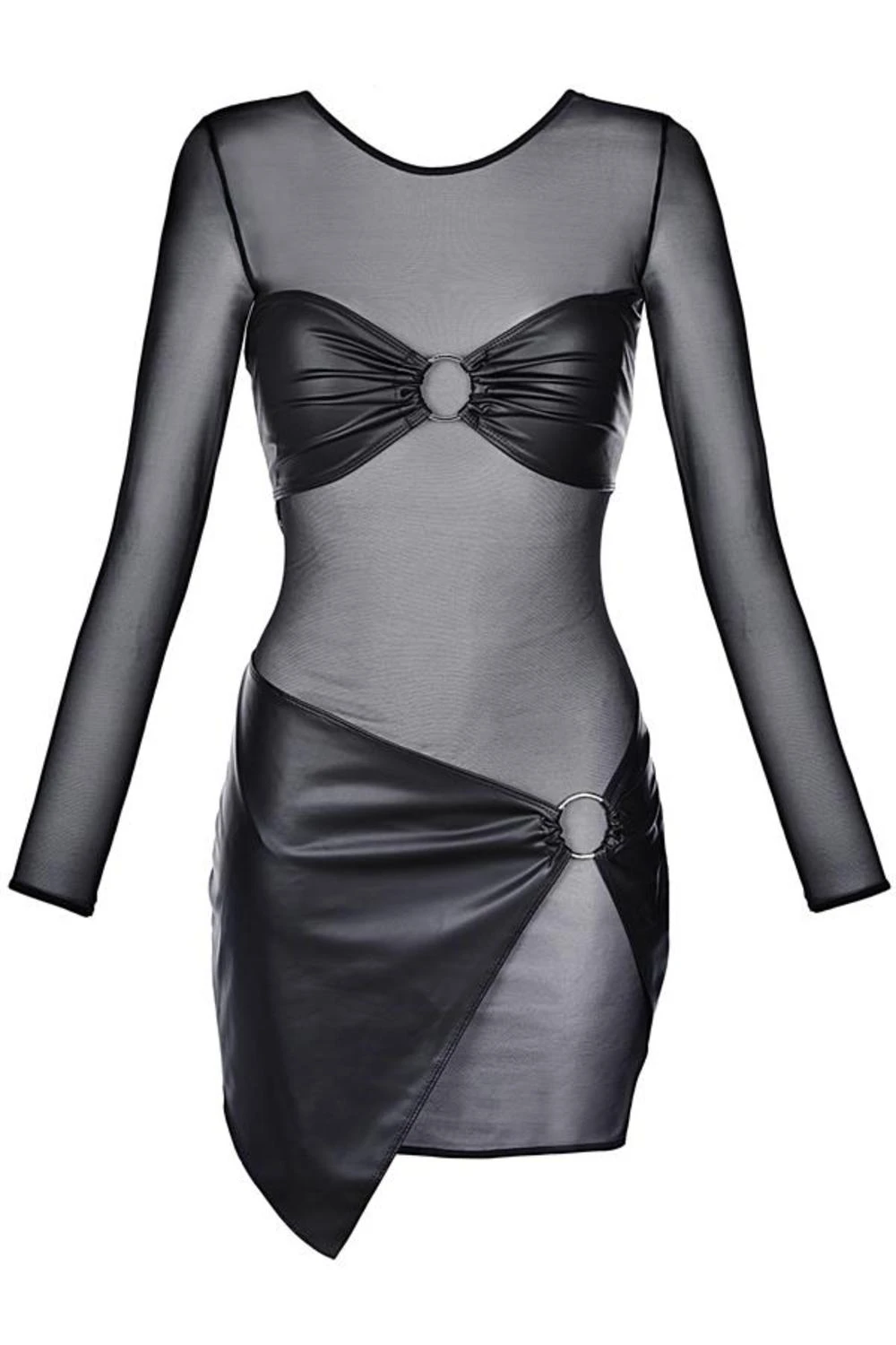 Axami erotisches langarm Tüll-Minikleid mit Wetlook