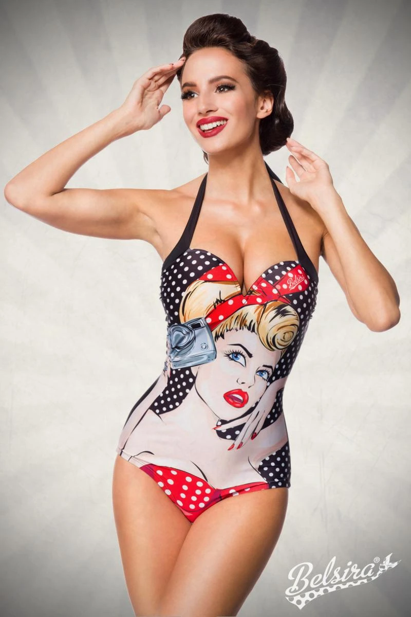 Vintage Badeanzug mit Retro Print Pinup