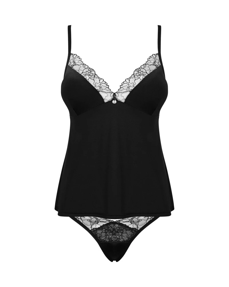 Obsessive das perfekte Set für zarte Momente. Top und Panties im Set mit transparenten Stickereien an der Brust.