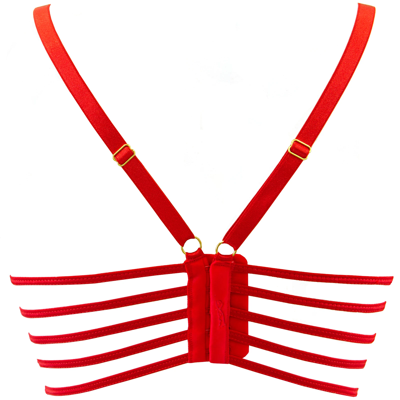 Axami roter Bustier BH aus Latex mit glänzender Stickerei