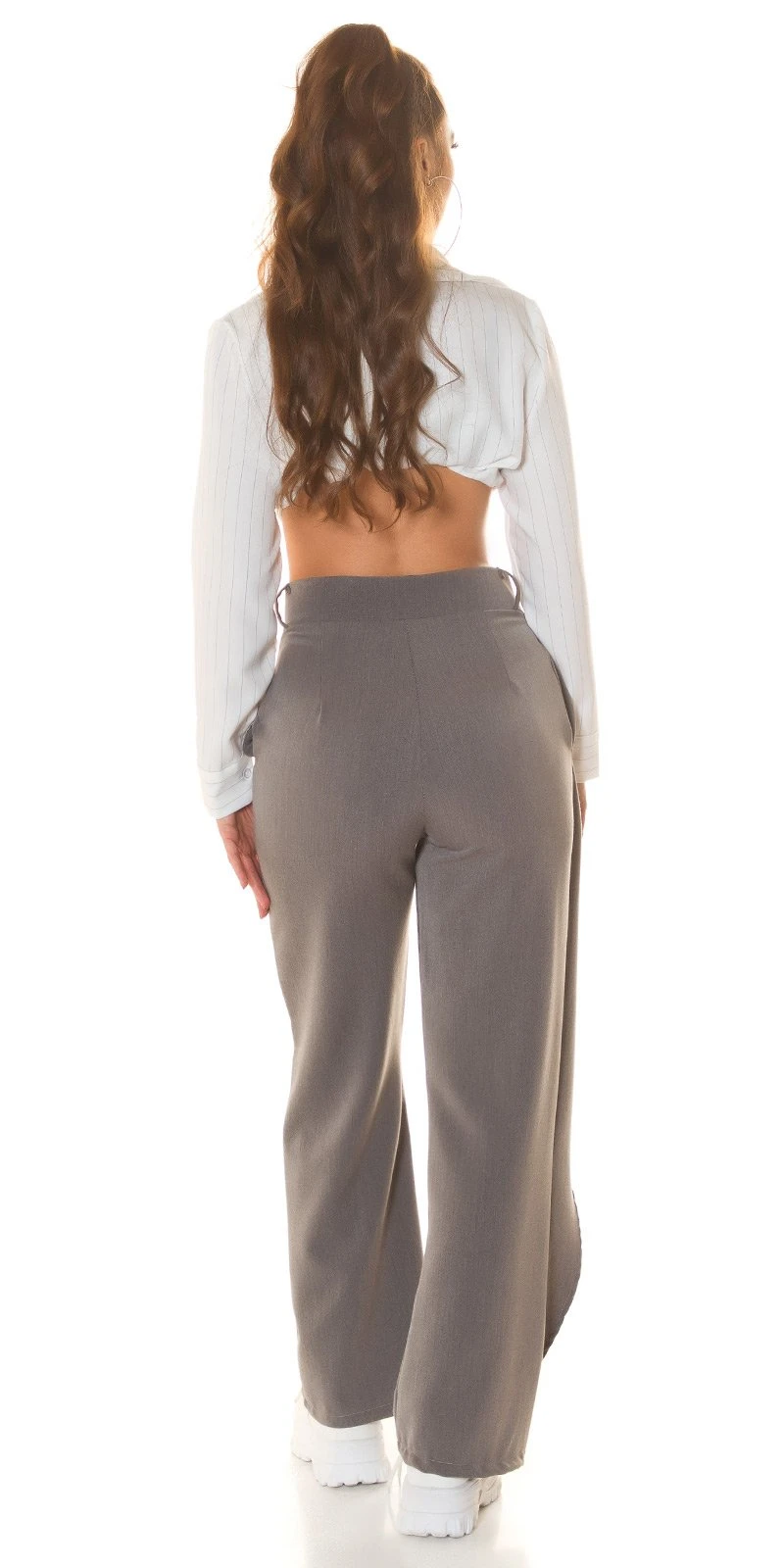 Highwaist Hose Stoffhose Bootcut Weites Bein mit Asymmetrie Akzent Highwaist Hose Stoffhose Bootcut Weites Bein mit Asymmetrie Akzent