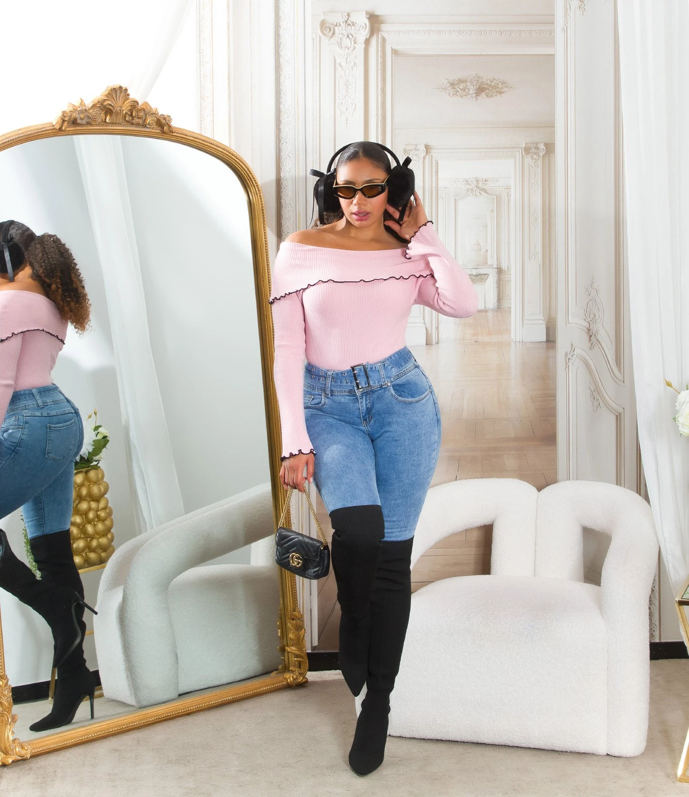 Uni Highwaist Skinny Jeans mit Schnallen-Detail, Dein perfekter Look für den modernen Alltag Uni Highwaist Skinny Jeans mit Schnallen-Detail, Dein perfekter Look für den modernen Alltag