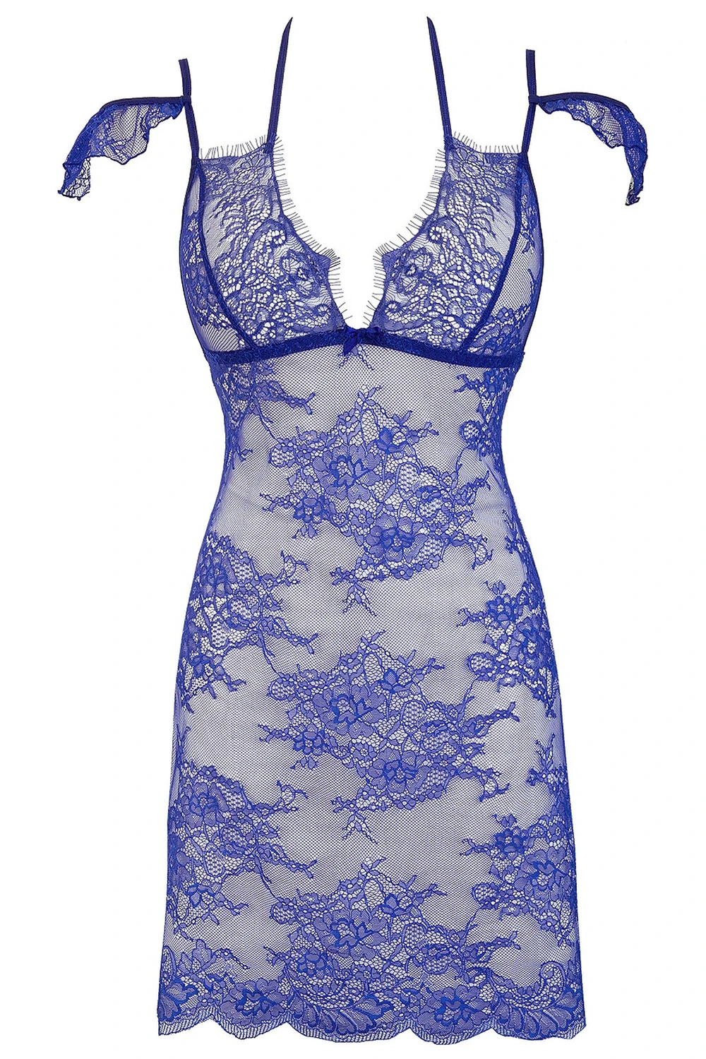 Axami transparentes Babydoll aus blauer Blütenspitze mit String Axami transparentes Babydoll aus blauer Blütenspitze mit String