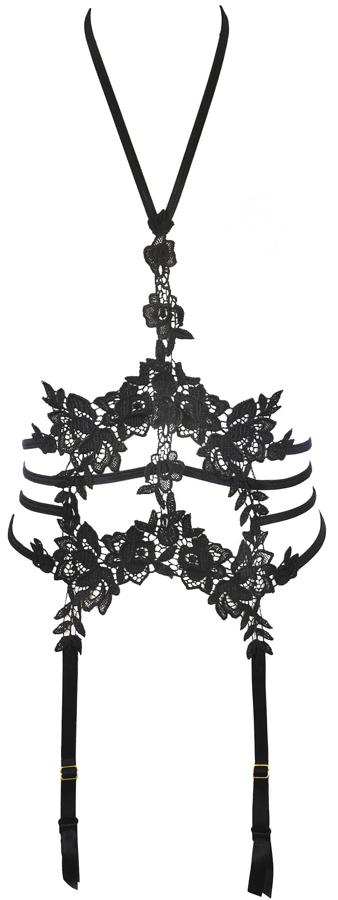 Axami Strumpfhalter V-12042 Spitze erotisch Reizwäsche verstellbar Golddetails Dessous Set perfekt kombinierbar