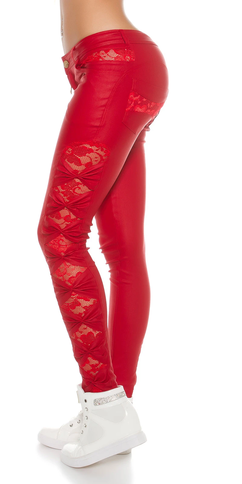 Stilvolle Koucla Röhren-Hose mit Spitzen-Einsätze Stilvolle Koucla Röhren-Hose mit Spitzen-Einsätze