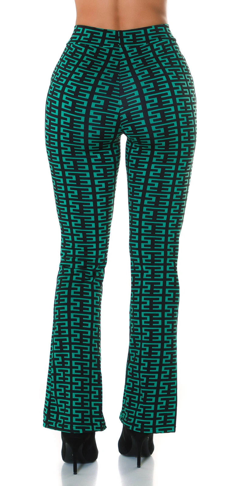 Printed High Waist Stretch Hose mit Schlag Printed High Waist Stretch Hose mit Schlag