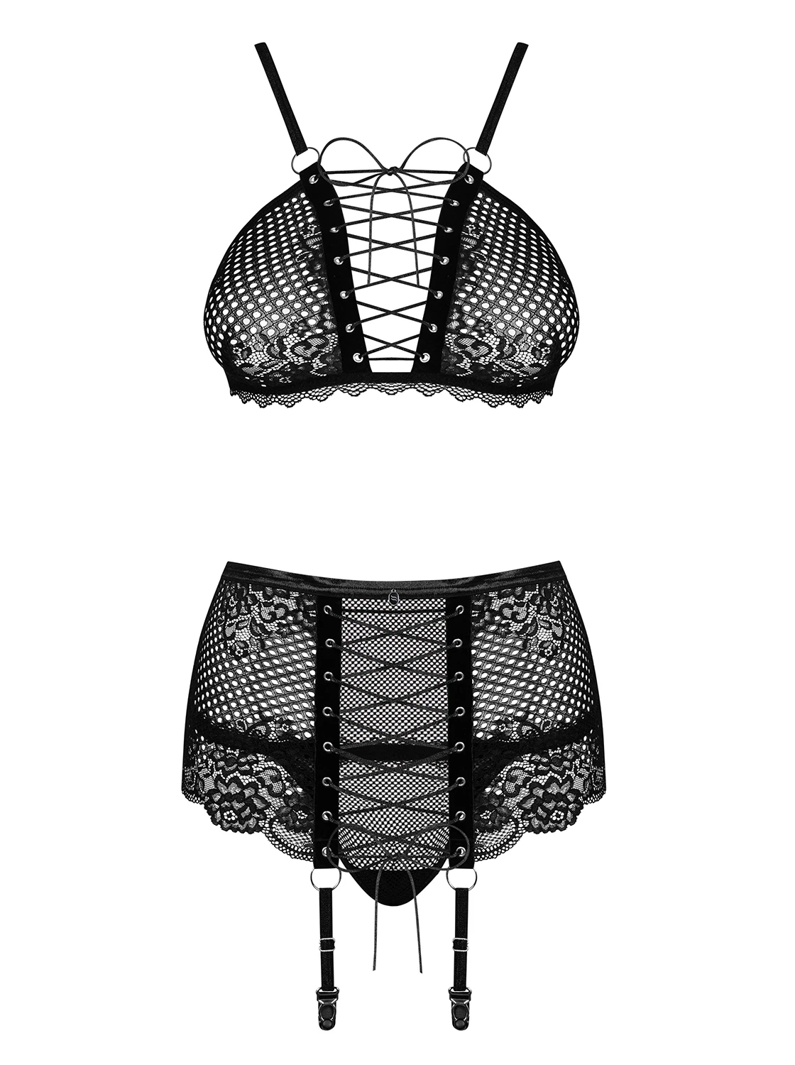 Verführerisches Dessous Set mit floraler Spitze und Schnürung