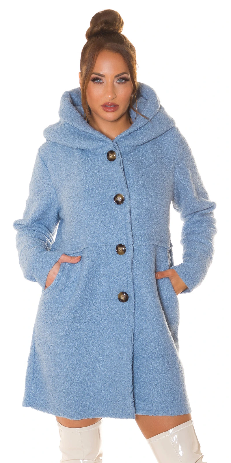 Chic Kapuzen Mantel im Boucle Look Chic Kapuzen Mantel im Boucle Look