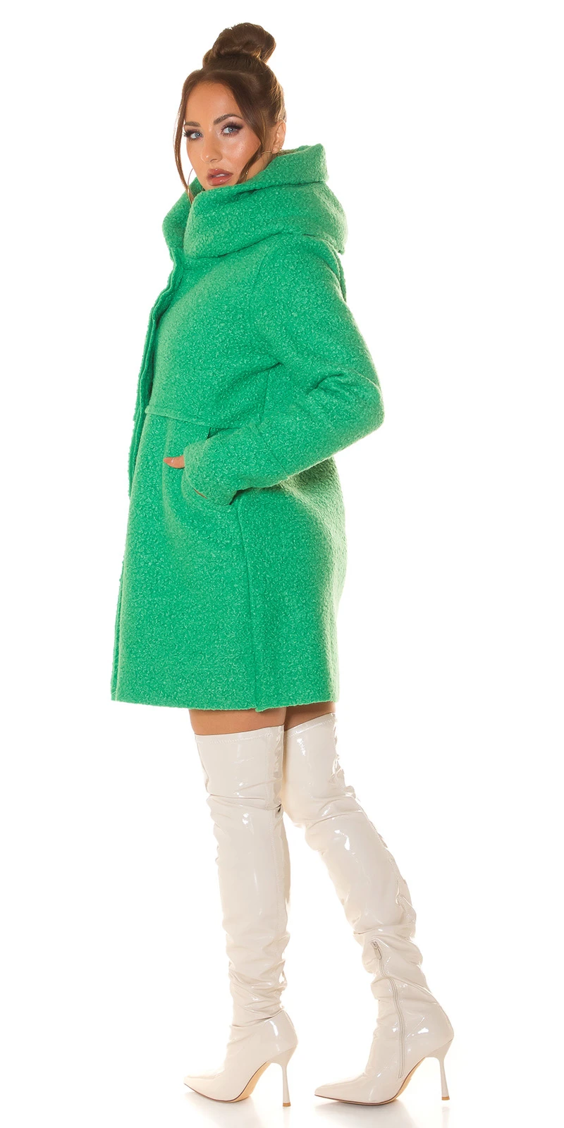 Chic Kapuzen Mantel im Boucle Look Chic Kapuzen Mantel im Boucle Look