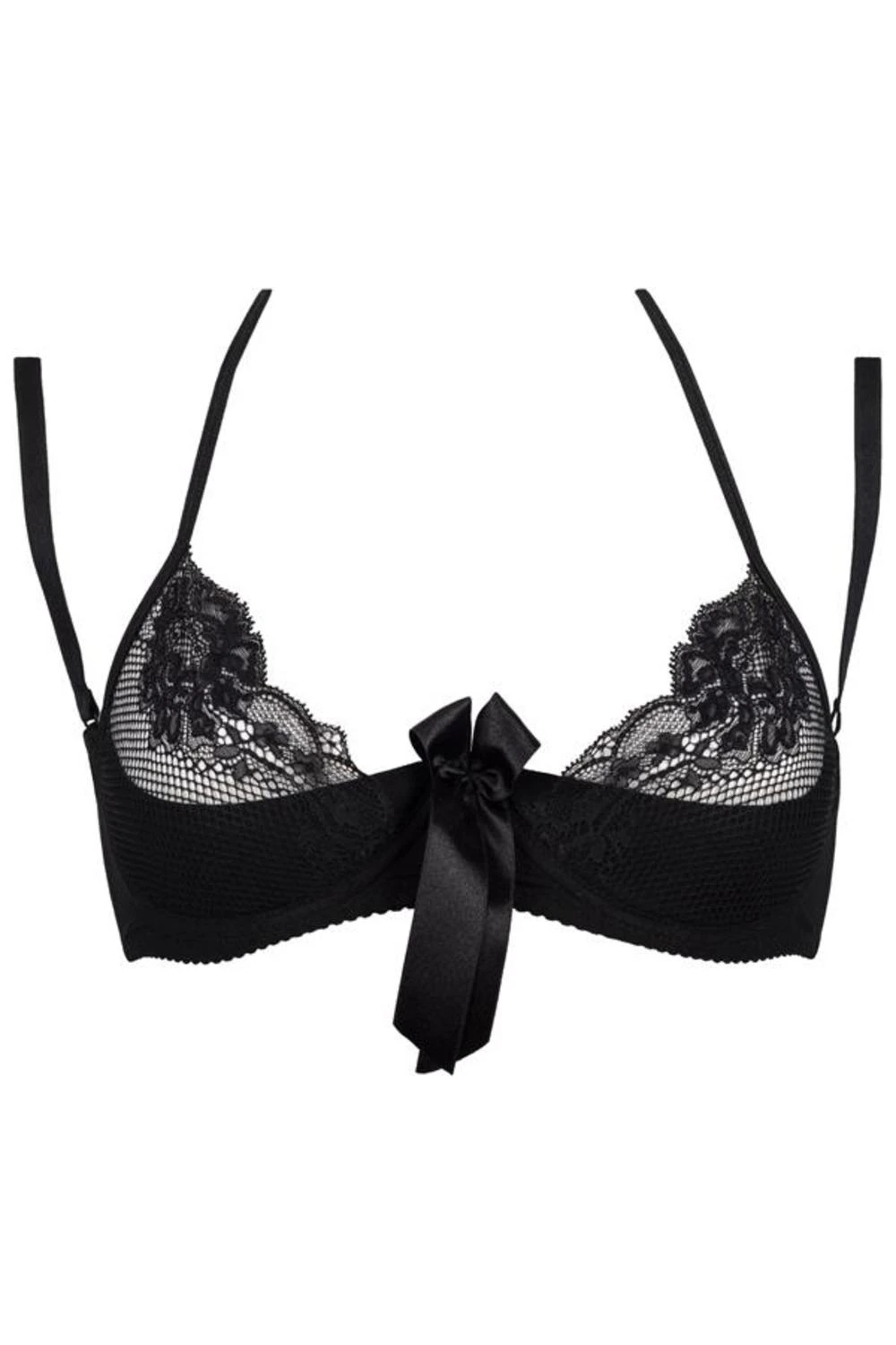 Axami Neckholder Hebe BH in Schwarz mit raffinierte Spitzenverzierungen und Satinschleifchen