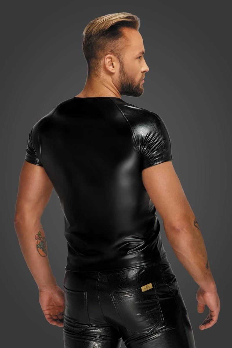 Herren T-Shirt H070 im Wetlook Style mit kurzen Armen von Noir Men