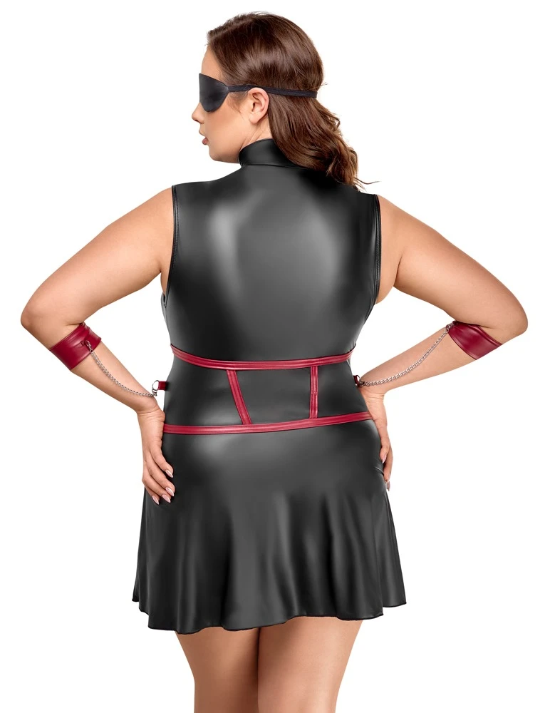 Cottelli Minikleid mit Armfesseln und Augenmaske für verführerische Eleganz in schwarz